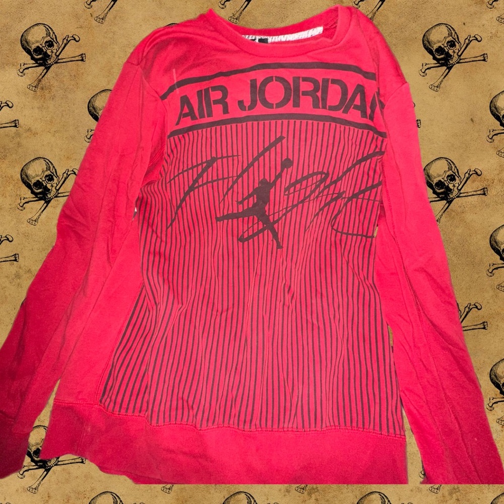 Air Jordan Mens Size XL Red Jumpman Flight Long Sleeve Pullover Sweatshirt